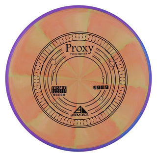 Axiom Disc Golf Cosmic Electron Proxy Putter 3/3/-1/0.5 Peach Lime/Purple 171 grams