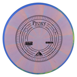 Axiom Disc Golf Cosmic Electron Proxy Soft Putter 3/3/-1/0.5 Purple Peach/Blue Lime 171 grams
