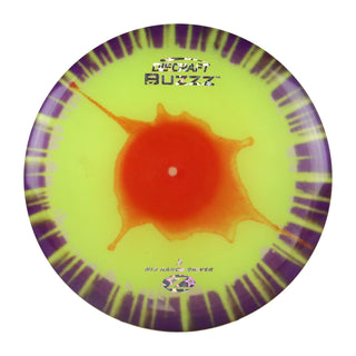 Discraft Disc Golf Z Line Fly Dye Buzzz Midrange Disc 5/4/-1/1 Red Yellow Splat/Silver Stars 177-180g