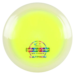 Latitude 64 Disc Golf Project Grip Sapphire Distance Driver 10/6/-2/1.5 Yellow/Rainbow Shatter 163 grams