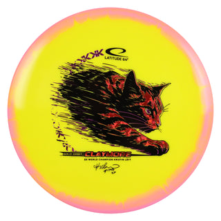 Latitude 64 Disc Golf Gold Orbit Claymore - Kristin Latt Team Series Yellow/Red Shatter 178 grams