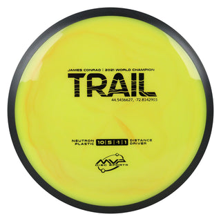 MVP Disc Golf James Conrad Neutron Trail Distance Driver 10/5/-1/1 Yellow Orange Blend 174 grams