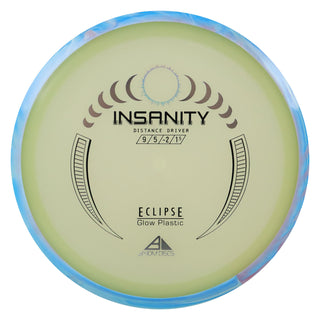 Axiom Disc Golf Eclipse Insanity Distance Driver 9/5/-2/1.5 Glow/Sky Blue Blend 163 grams