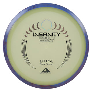 Axiom Disc Golf Eclipse Insanity Distance Driver 9/5/-2/1.5 Glow/Blue Purple 176 grams