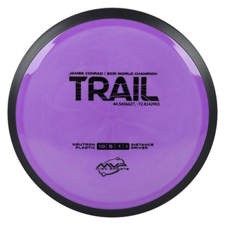 MVP Disc Golf James Conrad Neutron Trail Distance Driver 10/5/-1/1 Purple White Blend 175 grams