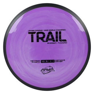 MVP Disc Golf James Conrad Neutron Trail Distance Driver 10/5/-1/1 Purple White Swirl 174 grams