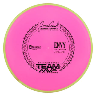 Axiom Disc Golf Electron James Conrad Signature Envy Putter 3/3/0/2 Pink/Yellow Red 173 grams