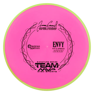 Axiom Disc Golf Electron Soft James Conrad Signature Envy Putter 3/3/0/2 Pink/Yellow 172 grams
