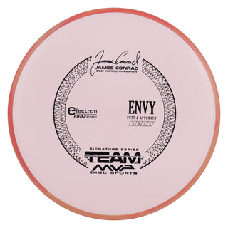 Axiom Disc Golf Electron Firm James Conrad Signature Envy Putter 3/3/0/2 Light Pink/Red Blend 173 grams