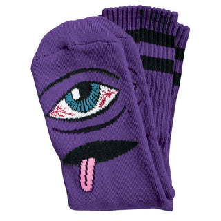 Toy Machine Skateboards Socks Bloodshot Eye Purple OS Adult Crew