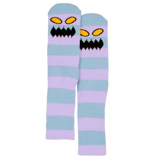 Toy Machine Skateboard Socks Monster Big Stripe Lavender/Blue Crew Pair