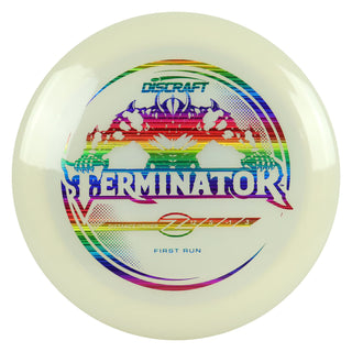 Discraft Disc Golf First Run Z Line Terminator Distance Driver 12/5/-1/3 White/Rainbow Lines 173g