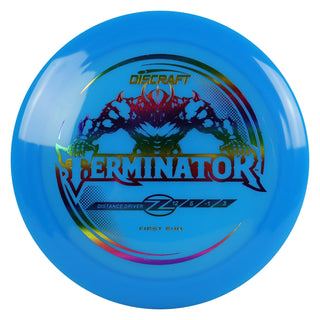 Discraft Disc Golf First Run Z Line Terminator Distance Driver 12/5/-1/3 Blue/Rainbow 171g