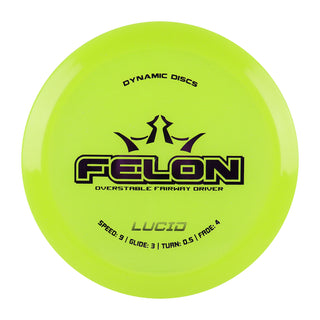 Dynamic Disc Golf Lucid Felon Distance Driver 9/3/0.5/4 Yellow Shimmer/Purple 176 grams