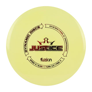 Dynamic Disc Golf BioFuzion Justice Midrange Disc 5/1/0.5/4 Pastel Yellow/Red 174 grams