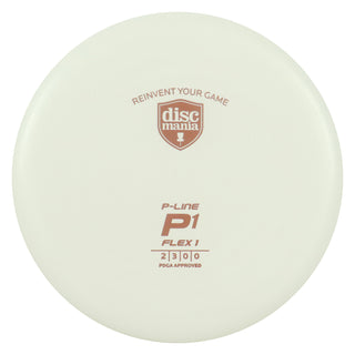 Discmania Disc Golf P-Line P1 Flex 1 Putt and Approach 2/3/0/0 White/Orange 175 grams