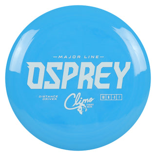 Climo Disc Golf Major Line Osprey Distance Driver 10/6/-3/1 Blue/White 165g