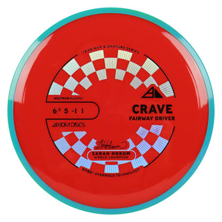 Axiom Discs Project Lab Coat Sarah Hokom Neutron Crave Fairway Driver 6.5/5/-1/1 Red/Aqua Green 162 grams