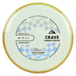 Axiom Discs Project Lab Coat Sarah Hokom Neutron Crave Fairway Driver 6.5/5/-1/1 White/Orange Yellow 168 grams