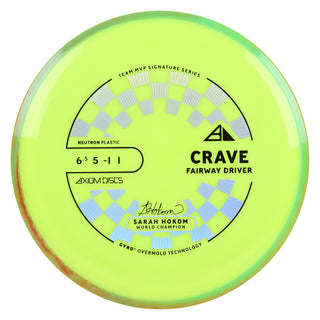 Axiom Discs Project Lab Coat Sarah Hokom Neutron Crave Fairway Driver 6.5/5/-1/1 Yellow/Green Red 165 grams
