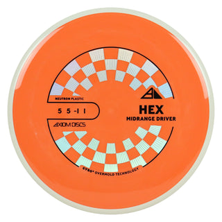 Axiom Discs Project Lab Coat Neutron Hex Midrange Disc 5/5/-1/1 Orange/White 169 grams