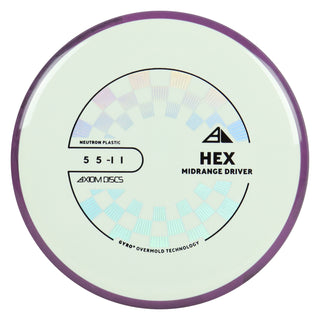 Axiom Discs Project Lab Coat Neutron Hex Midrange Disc 5/5/-1/1 White/Purple Black 176 grams