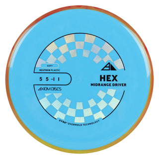 Axiom Discs Project Lab Coat Neutron Soft Hex Midrange Disc 5/5/-1/1 Blue/Red Orange 168 grams