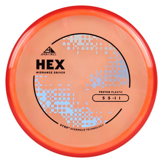 Axiom Discs Project Lab Coat Proton Hex Midrange Disc 5/5/-1/1 Cloudy Orange/Red 169 grams