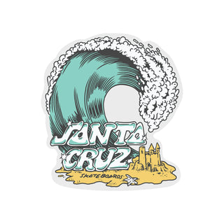 Santa Cruz Skateboard Sticker Onshore Clear Mylar Blue  4.5" x 5"