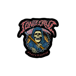 Santa Cruz Skateboard Sticker Out Of Time Silver Holographic 3.63" x 3.5"