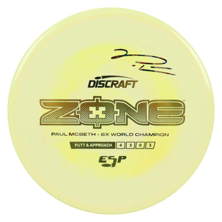 Discraft Disc Golf Paul McBeth Signature ESP Zone Putt and Approach 4/3/0/3 Yellow/Gold/Wonder 171g
