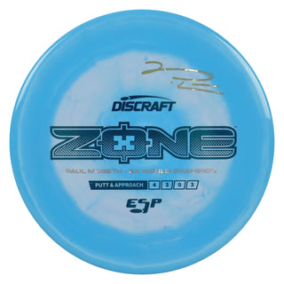 Discraft Disc Golf Paul McBeth Signature ESP Zone Putt and Approach 4/3/0/3 Blue/Turquoise/Money Holo 169g