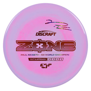 Discraft Disc Golf Paul McBeth Signature ESP Zone Putt and Approach 4/3/0/3 Purple Pink/Orange/Rainbow Stars 171g