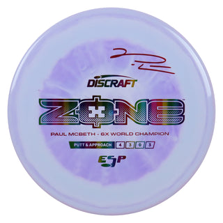 Discraft Disc Golf Paul McBeth Signature ESP Zone Putt and Approach 4/3/0/3 Lavender/Rainbow/Maroon 173g