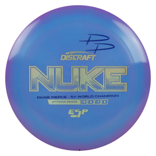 Discraft Disc Golf Paige Pierce Signature ESP Nuke Driver 13/5/-1/3 Purple Blue/Gold/Blue 167-169g