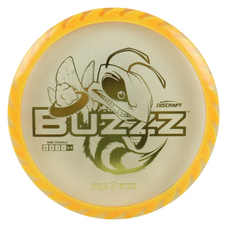 Discraft Disc Golf Fuzed Line Buzzz with Saw Pattern Midrange 5/4/-1/1 Clear with Orange Saw/Gold 175-176g