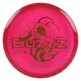 Discraft Disc Golf Fuzed Line Buzzz with Saw Pattern Midrange 5/4/-1/1 Hot Pink with Light Blue Saw/Bronze 173-174g