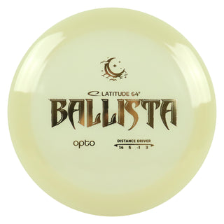 Latitude 64 Disc Golf Opto Moonshine Ballista Distance Driver 14/5/-1/3 White/Gold 173 grams