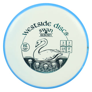 Westside Disc Golf BT Medium Orbit Swan 1 Reborn Putter 3/3/-2.5/0 White Blue/Turquoise 174 grams