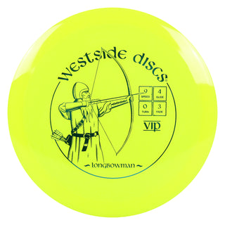 Westside Disc Golf VIP Longbowman Fairway Driver 9/4/0/3 Yellow/Turquoise 173 grams