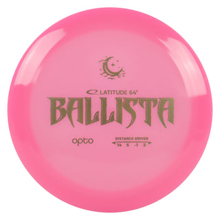 Latitude 64 Disc Golf Opto Moonshine Ballista Distance Driver 14/5/-1/3 Pink/Gold 173 grams