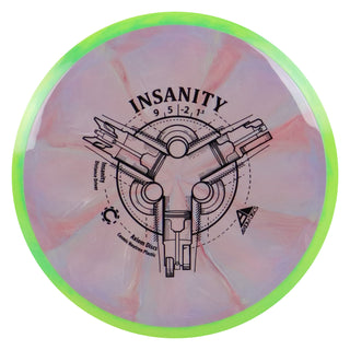 Axiom Disc Golf Cosmic Neutron Insanity Distance Driver 9/5/-2/1.5 Dark Lavender Red/Lime 166 grams