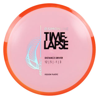 Axiom Disc Golf Simon Lizotte Line Fission Time Lapse Driver 12/5/-1/3 Light Pink/Orange Blend 157 grams