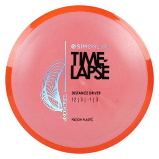 Axiom Disc Golf Simon Lizotte Line Fission Time Lapse Driver 12/5/-1/3 Light Red/Orange Blend 158 grams