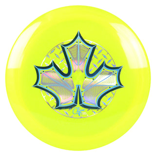 Climo Disc Golf Victory Line Skyway Iron Leaf Distance Driver 11/5/-1/3 Yellow/Blue Gold Holo 174 grams