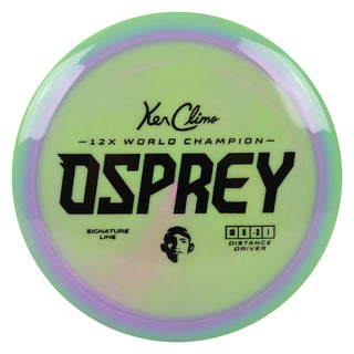 Climo Disc Golf Signature Line Osprey Distance Driver 10/6/-3/1 Green Purple/Black 172 grams