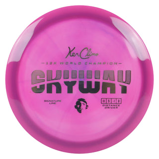 Climo Disc Golf Signature Line Skyway Distance Driver 11/5/-1/3 Purple Pink/Silver 168 grams