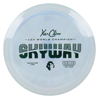 Climo Disc Golf Signature Line Skyway Distance Driver 11/5/-1/3 Light Blue/Green 172 grams