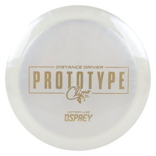 Climo Disc Golf Victory Line Prototype Osprey Distance Driver 10/6/-3/1 White/Gold 174 grams