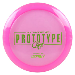 Climo Disc Golf Victory Line Prototype Osprey Distance Driver 10/6/-3/1 Pink/Olive 173 grams
